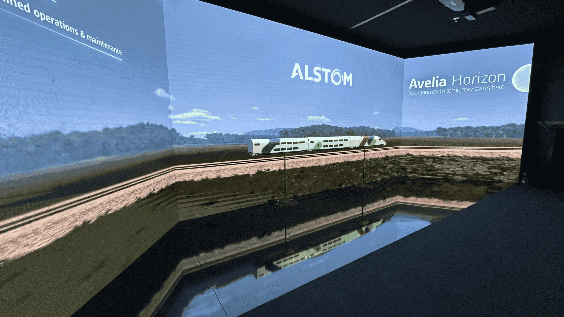 Alstom Avelia Horizon train on immersive display screen