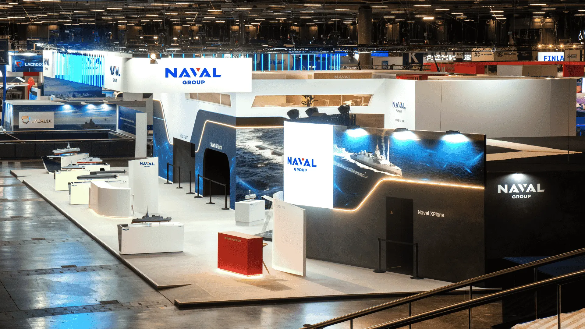 Naval Group exhibition booth at trade show