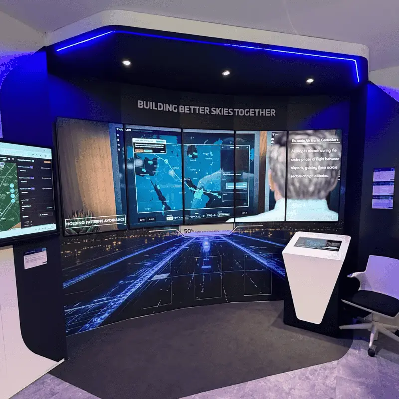 Interactive aviation control center display with flight maps