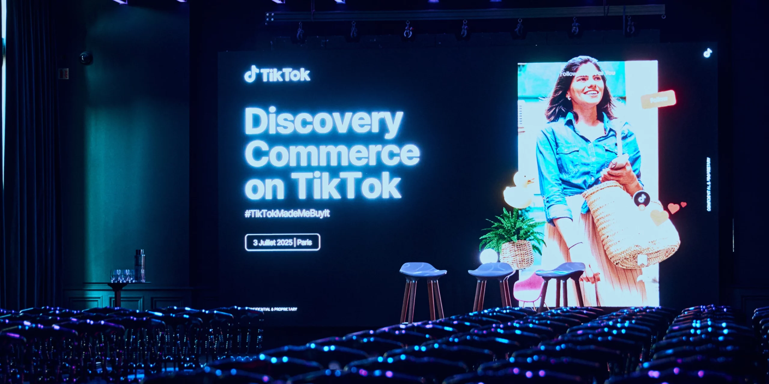 TikTok Discovery Commerce conference stage in Paris